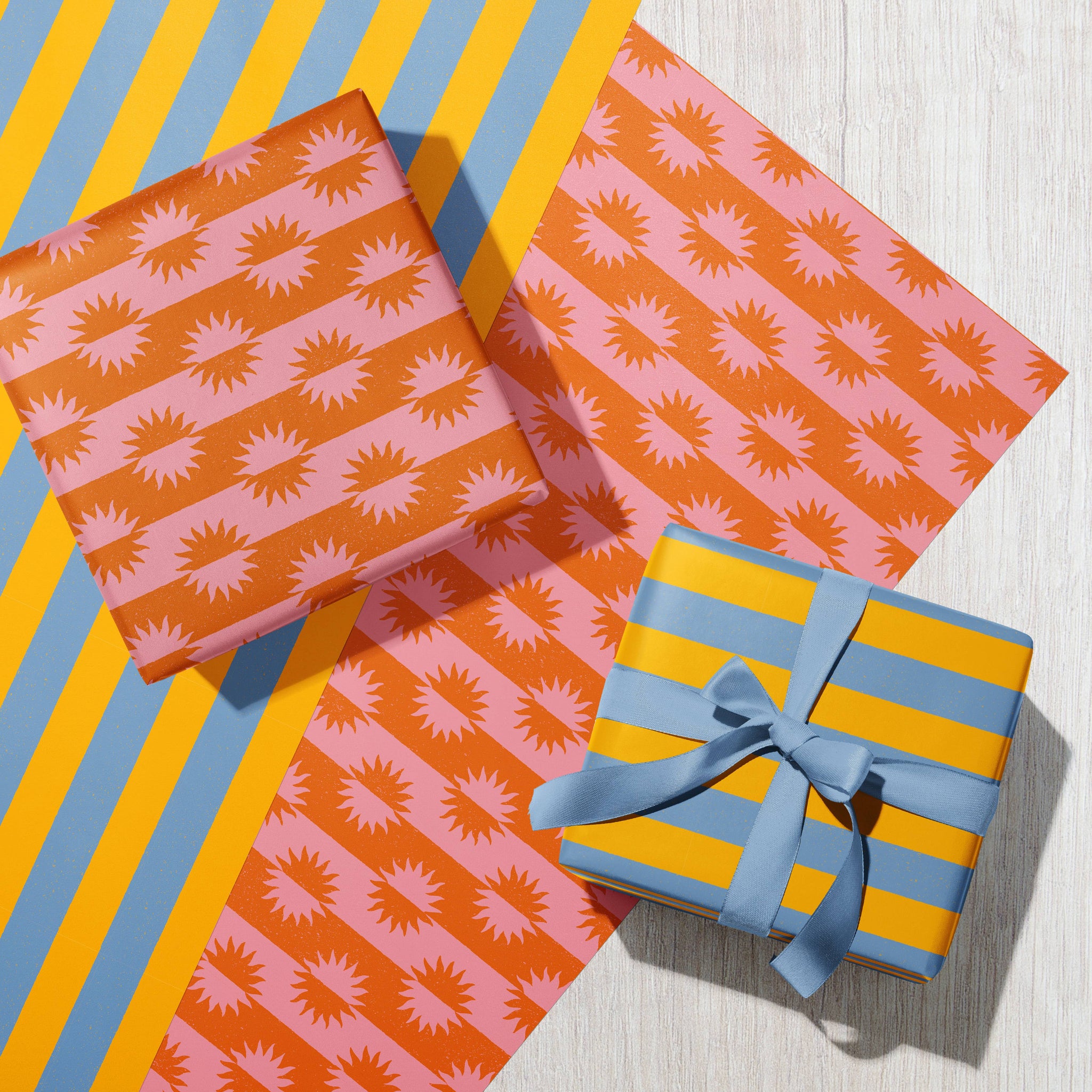Rise & Set Sunshine Stripe | Recycled Gift Wrap Paper