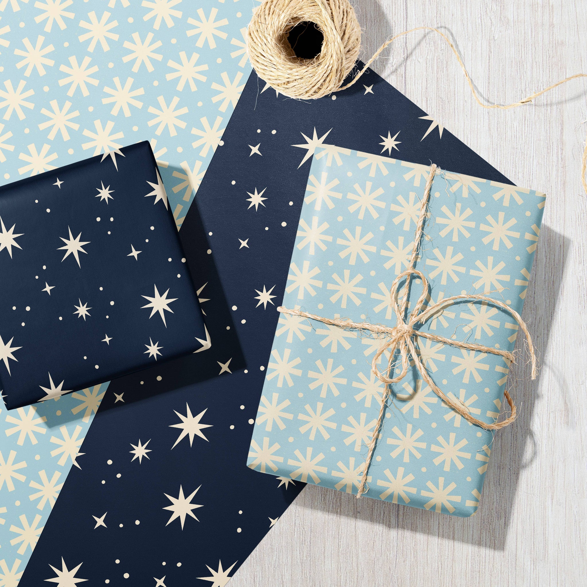 Frosty Snowflake | Modern-Retro Recycled Gift Wrap Paper