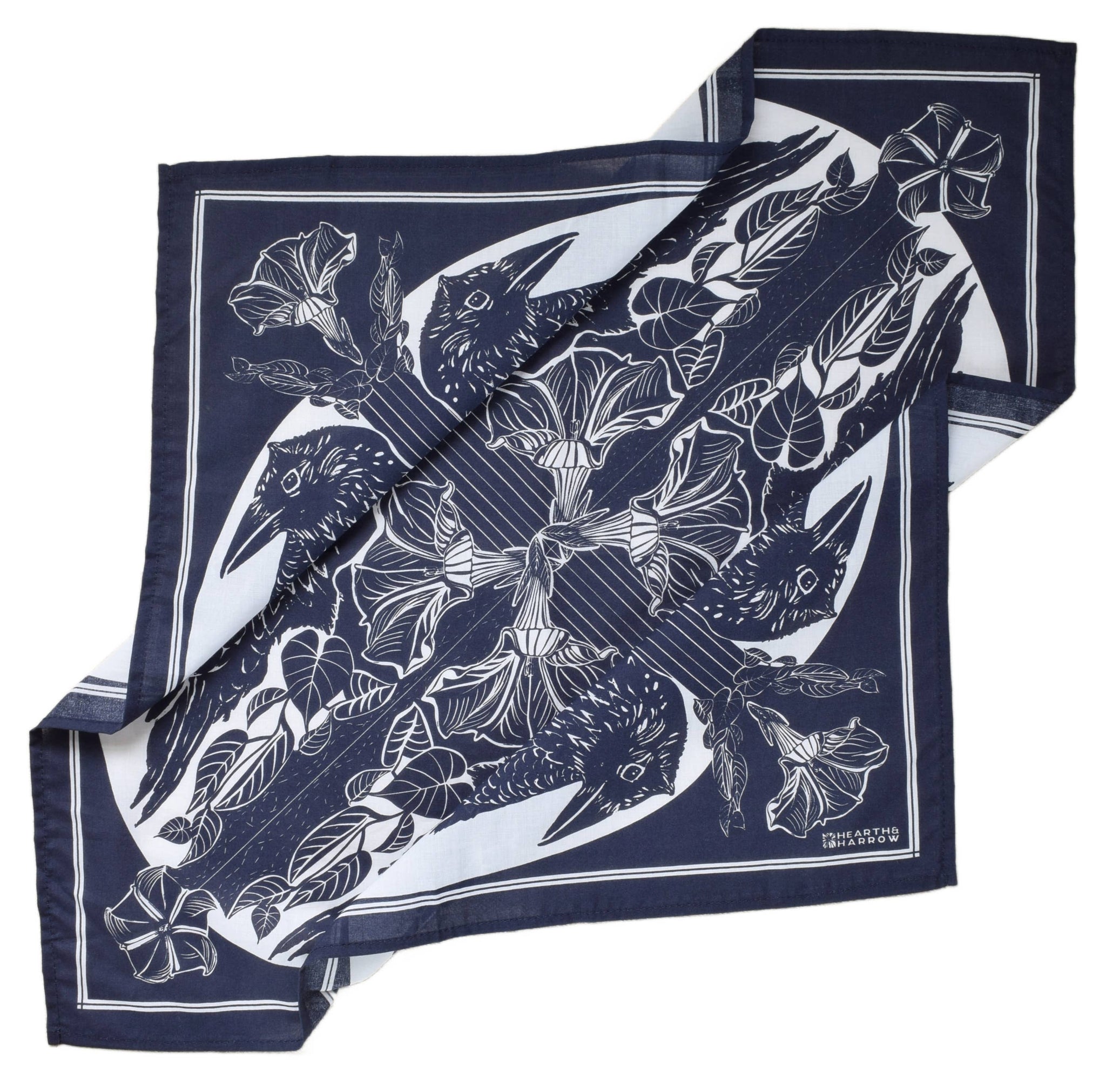 Crow Bandana - 100% Cotton - Animal Print - Hanky Ascot