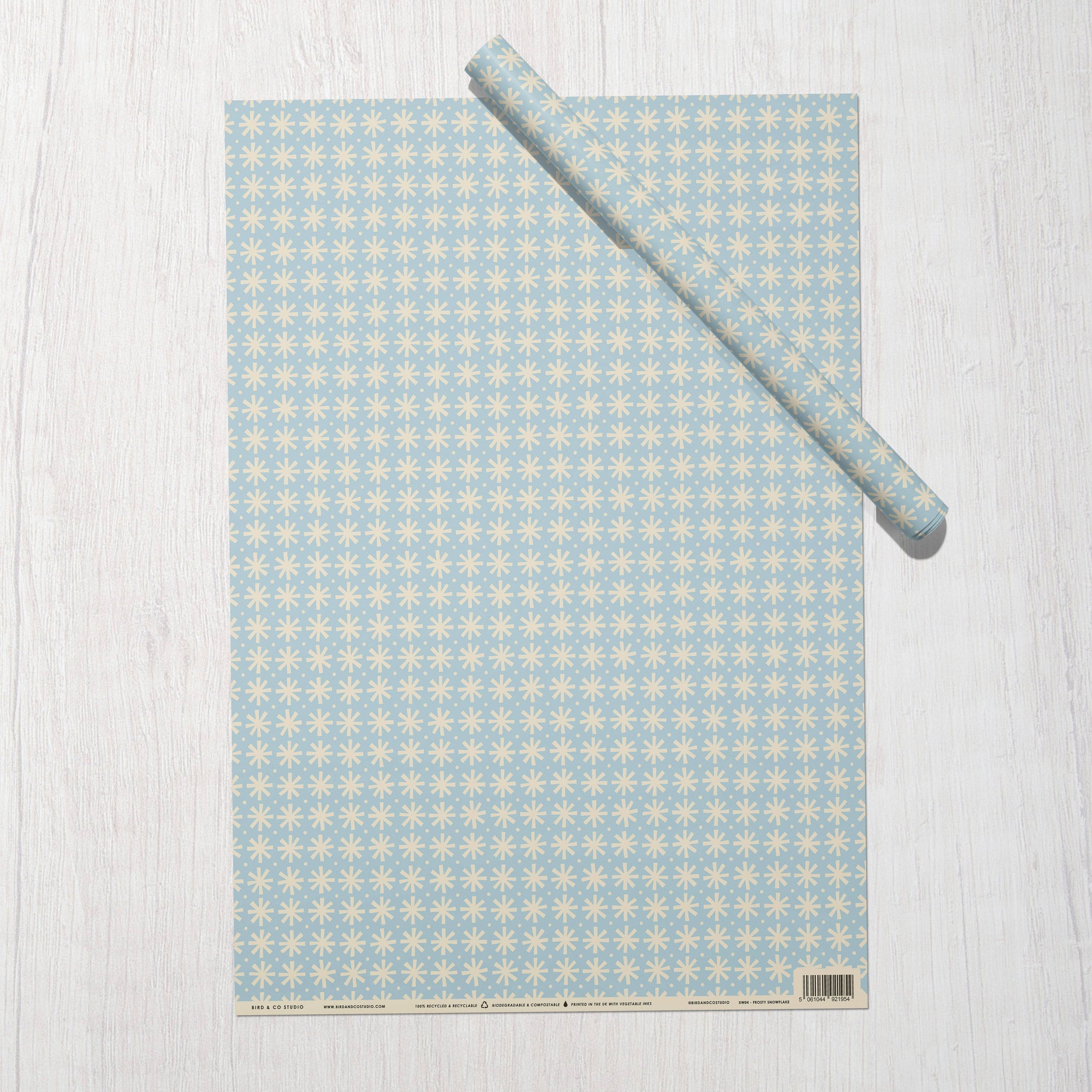 Frosty Snowflake | Modern-Retro Recycled Gift Wrap Paper