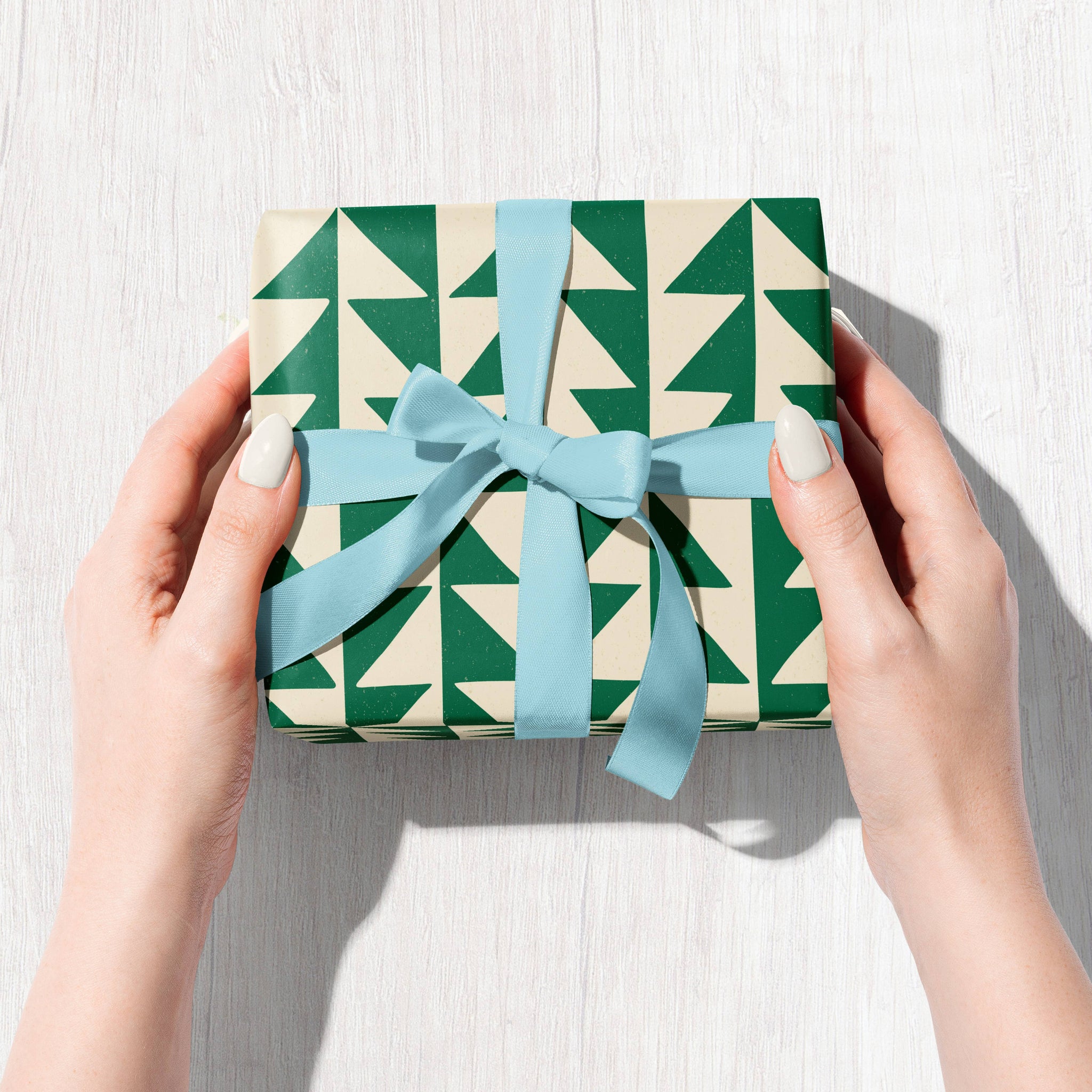 Geo Pines | Retro Christmas Tree Recycled Gift Wrap Paper