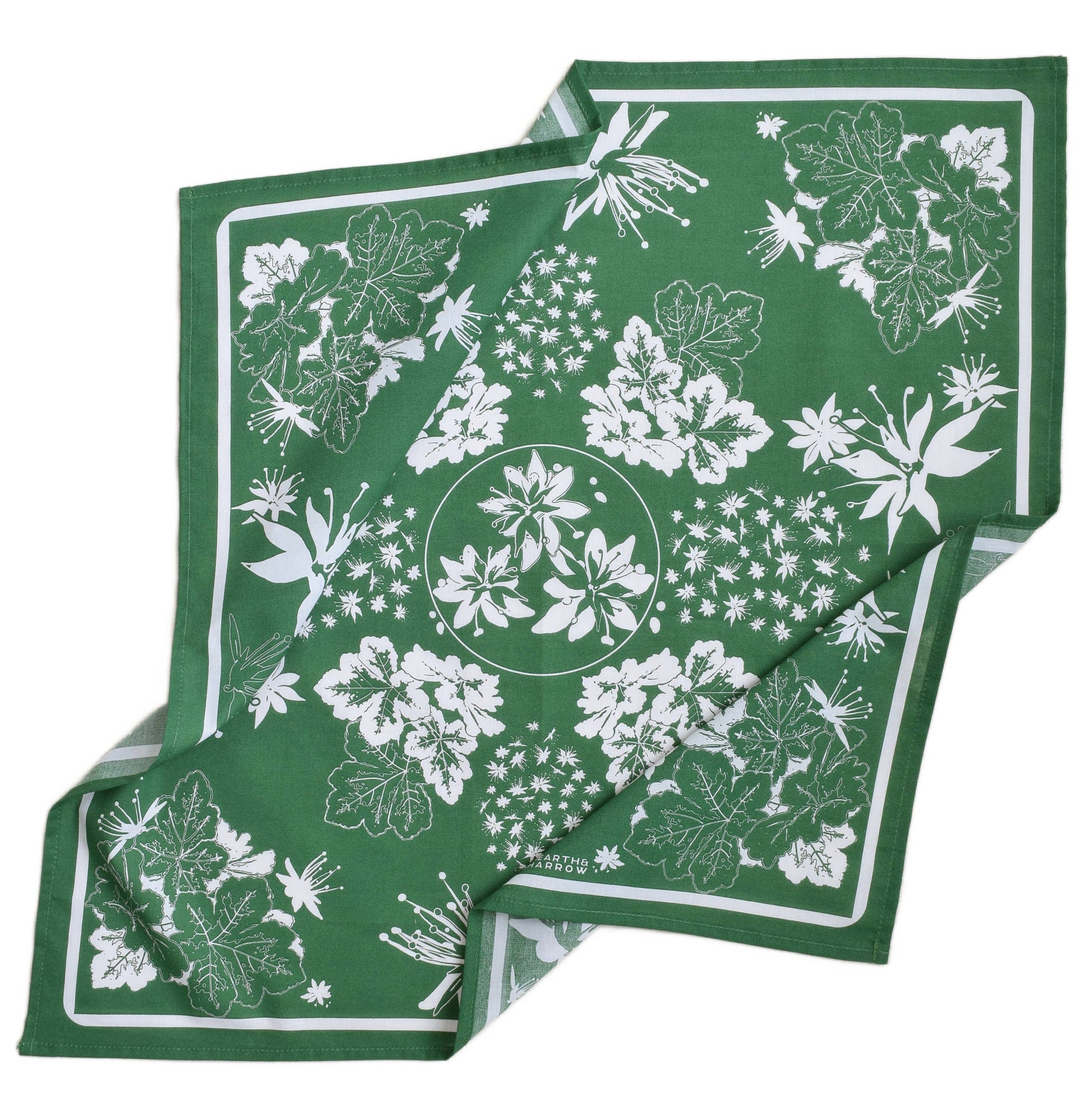Shade Garden Bandana - 100% Cotton - Green Garden - Floral