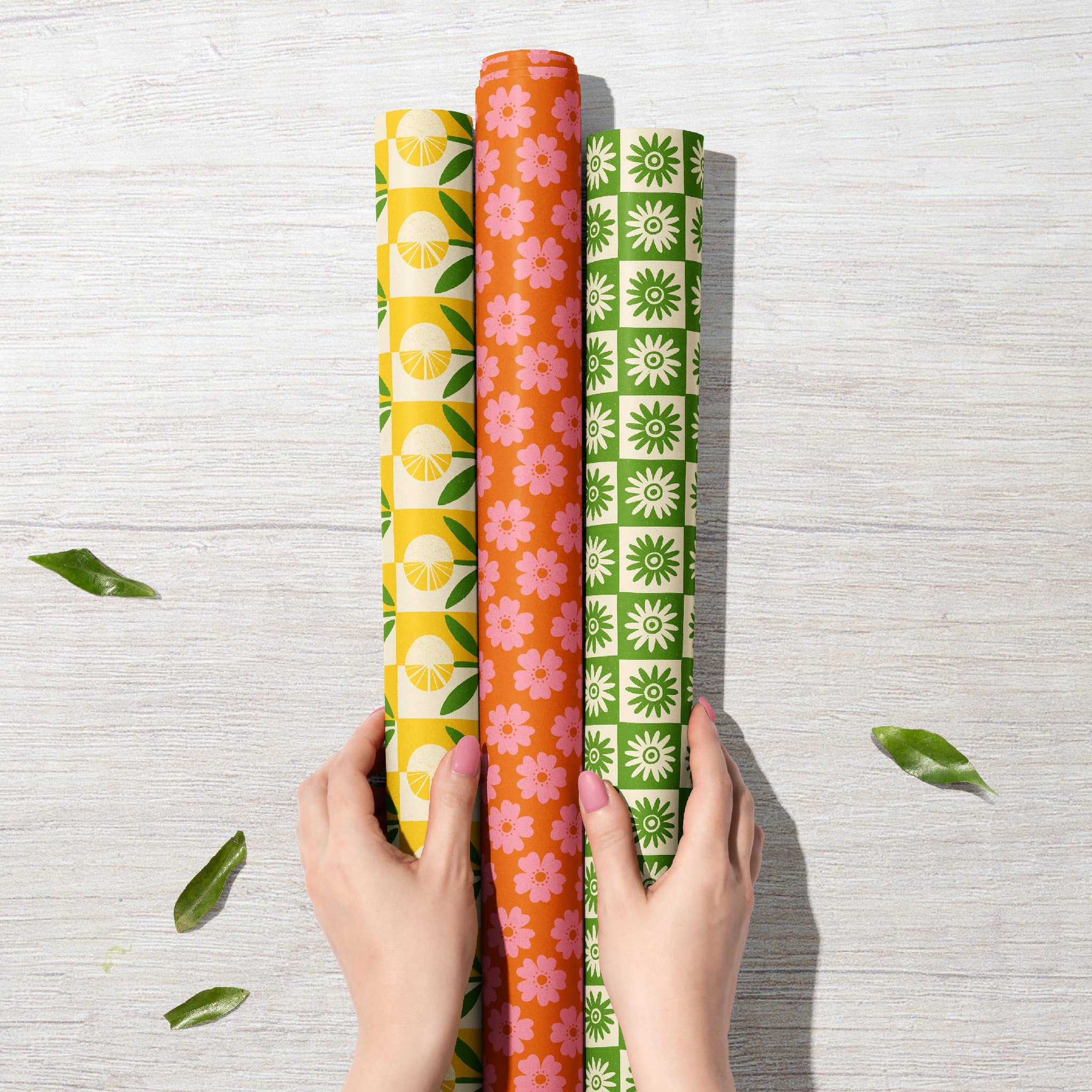 Rose Wildflower | Modern-Retro Recycled Gift Wrap Paper