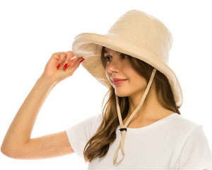 Packable Canvas Sun Protection Hat w/ Chin Cord - 4 Colors!