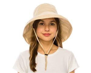 Packable Canvas Sun Protection Hat w/ Chin Cord - 4 Colors!