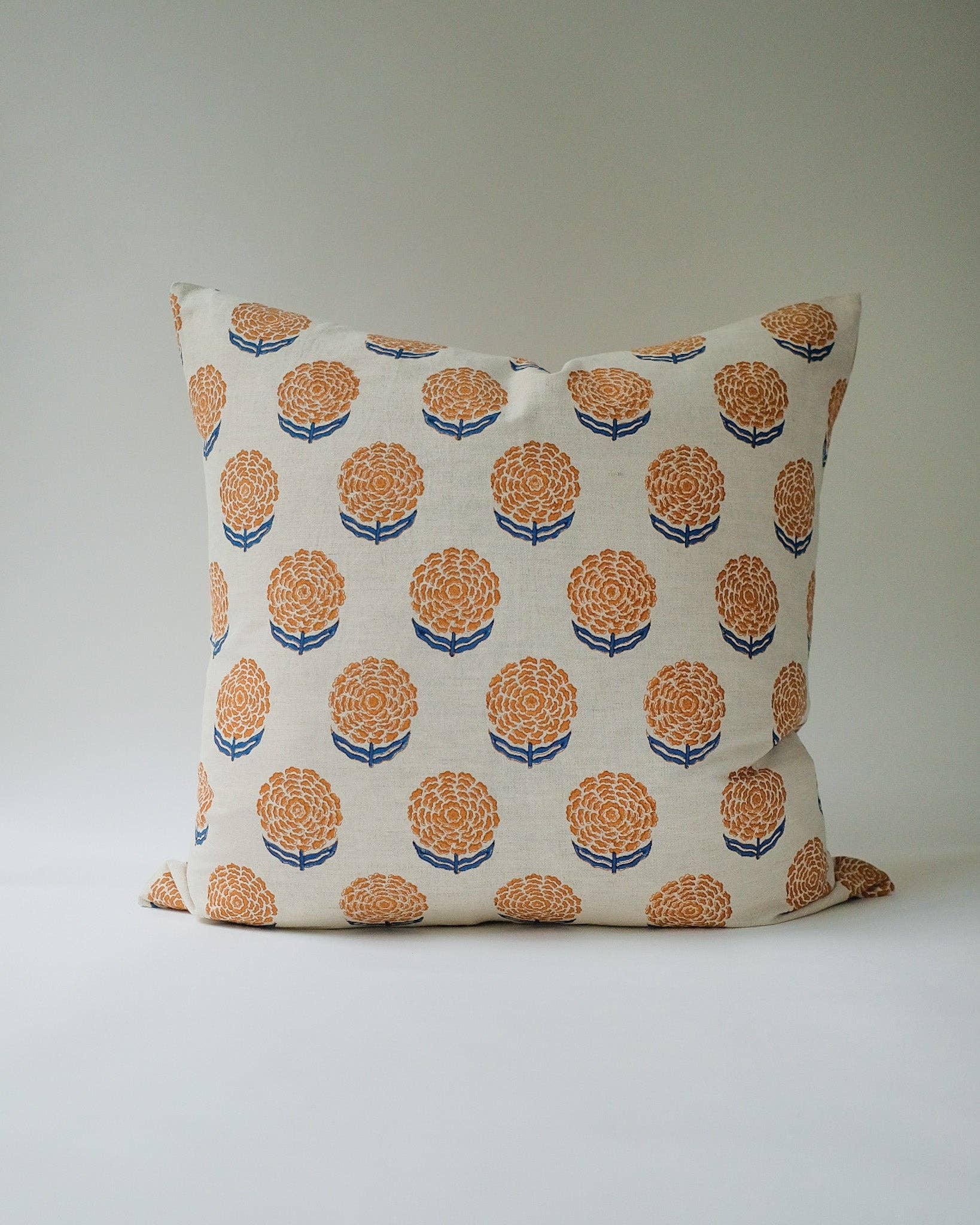 Alisha - Hand Block-printed Linen Pillowcase (Yam)
