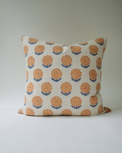 Alisha - Hand Block-printed Linen Pillowcase (Yam)