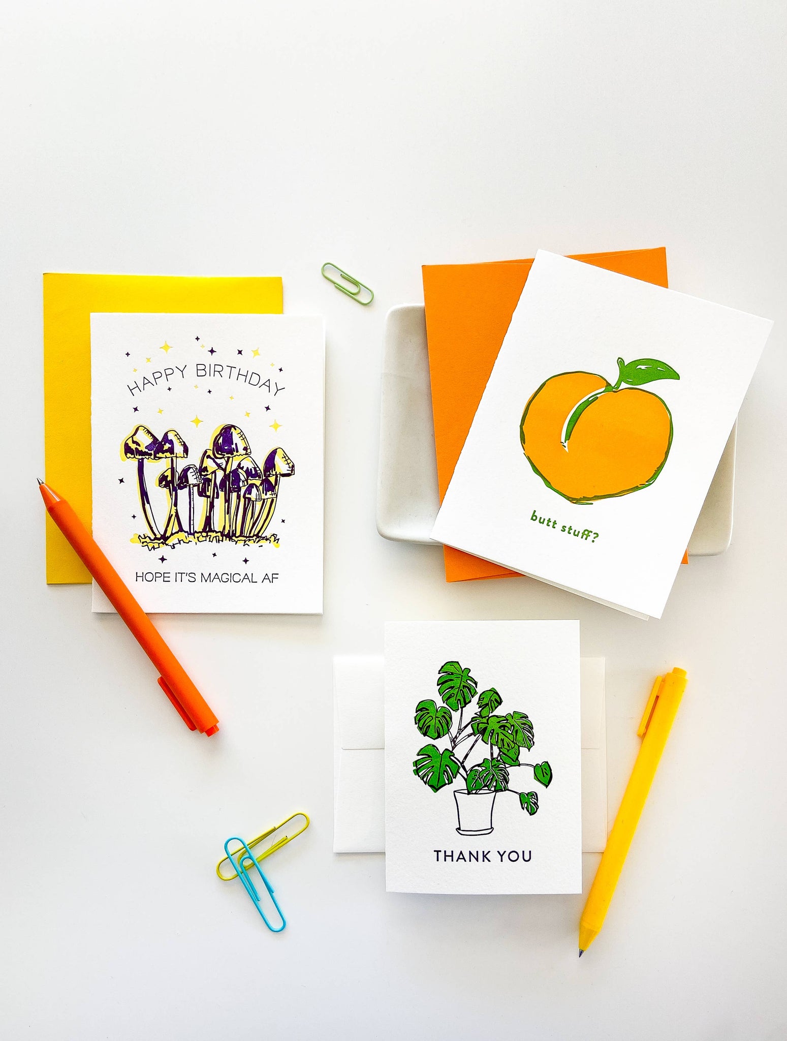 Monstera Thanks - Letterpress Thank You Greeting Card