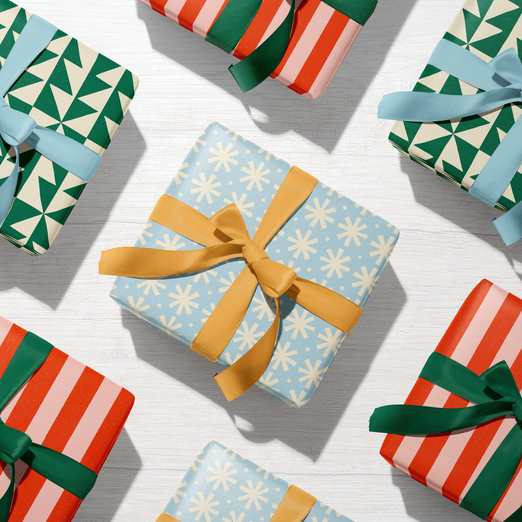 Geo Pines | Retro Christmas Tree Recycled Gift Wrap Paper