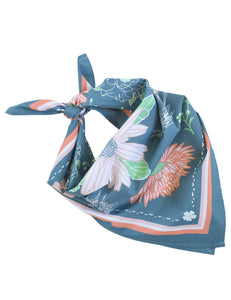 Calendula Blossom Bandana - 100% Cotton - Hand Printed Blue