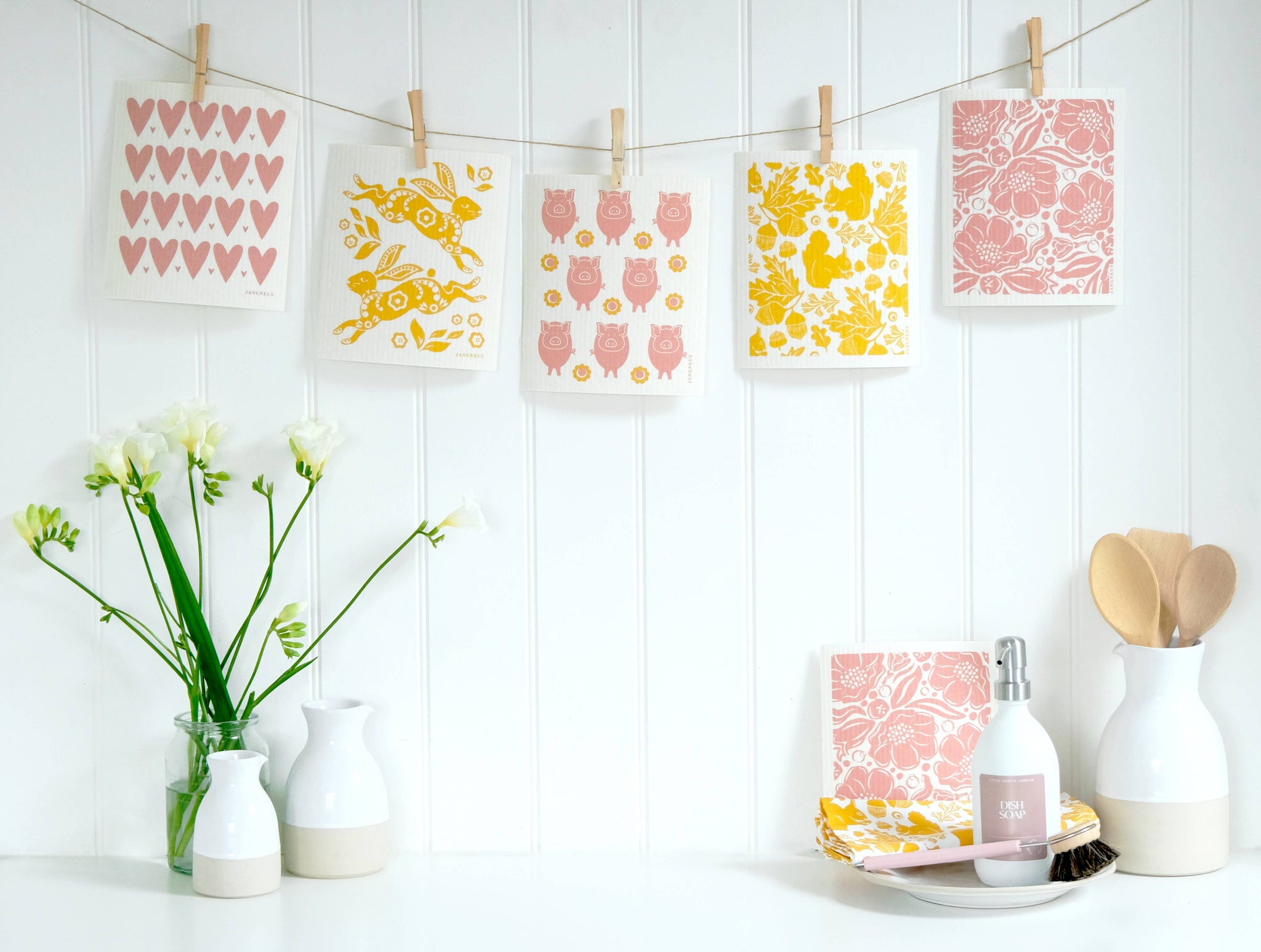 Swedish Dishcloth - Mini Heart - Blush Pink