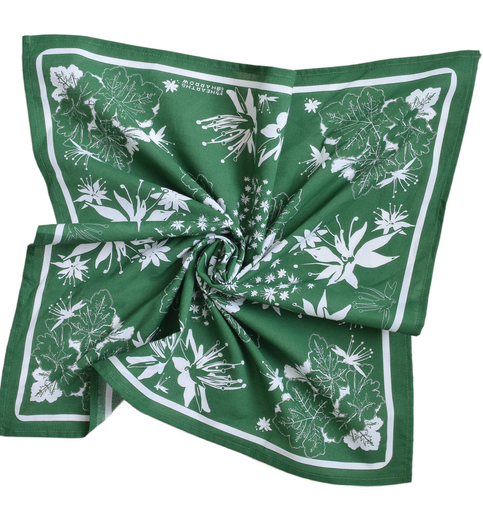 Shade Garden Bandana - 100% Cotton - Green Garden - Floral