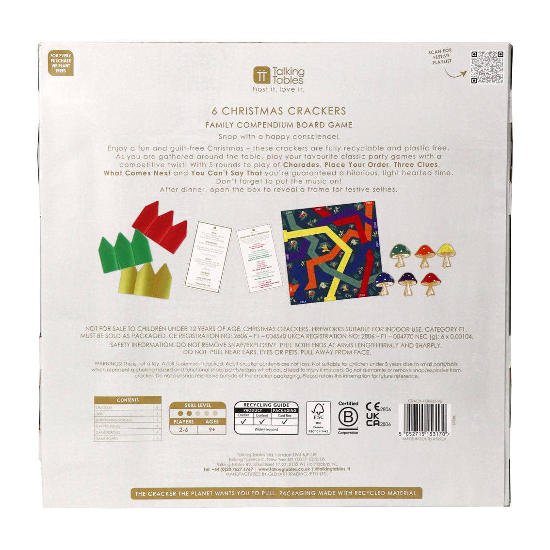 Forest Green Christmas Crackers | 6 Pack | Christmas Decor |