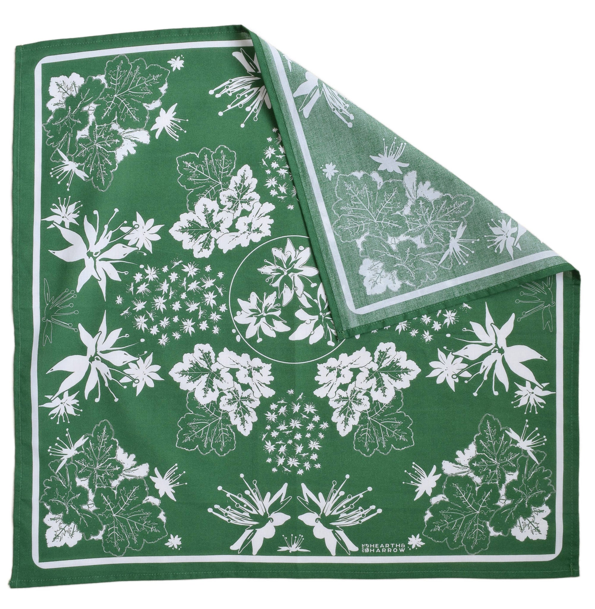 Shade Garden Bandana - 100% Cotton - Green Garden - Floral