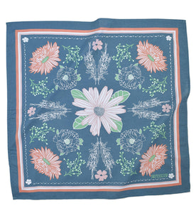 Calendula Blossom Bandana - 100% Cotton - Hand Printed Blue