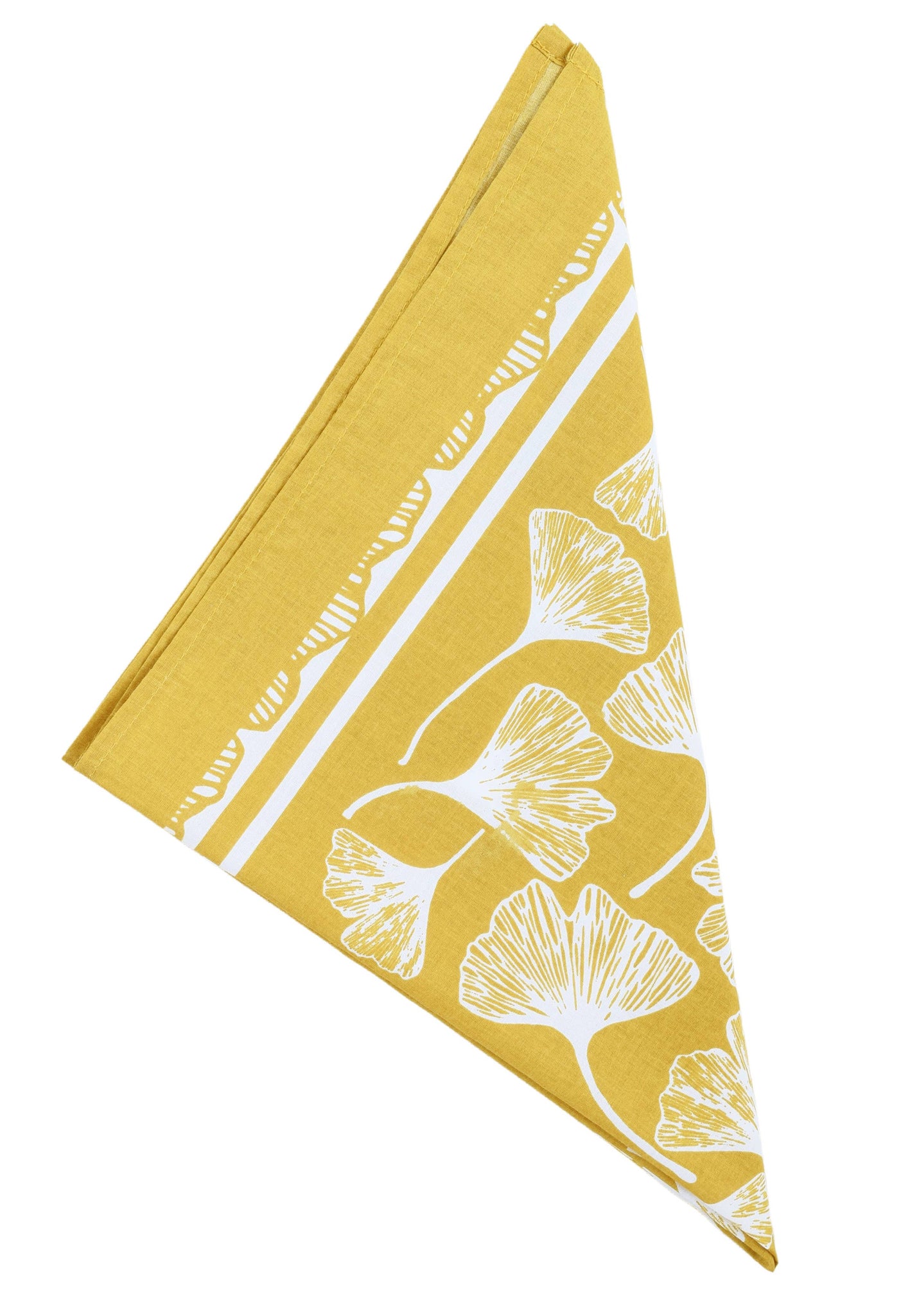 Ginkgo Leaf Bandana - 100% Cotton - Hand Printed - Yellow