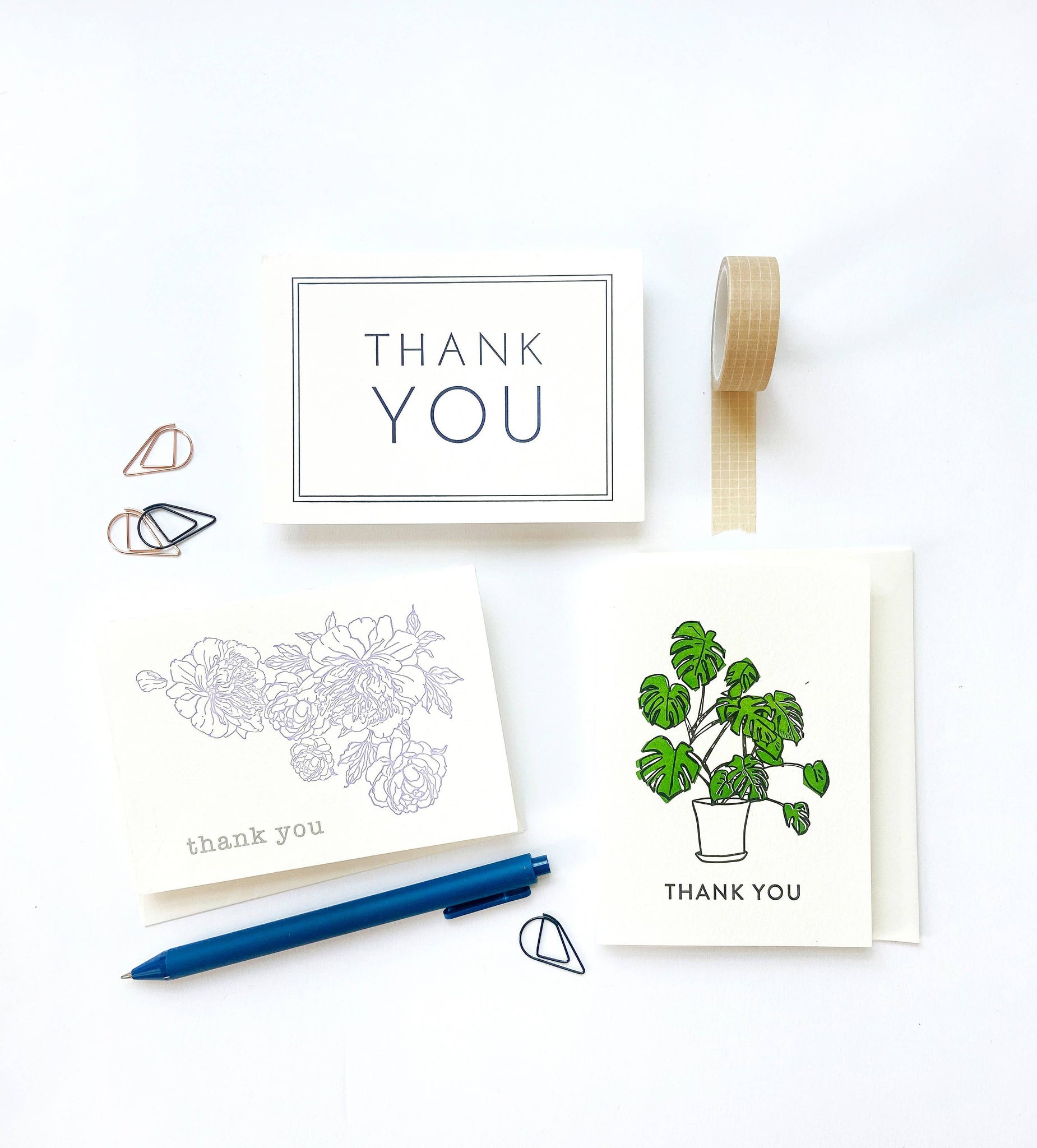 Monstera Thanks - Letterpress Thank You Greeting Card