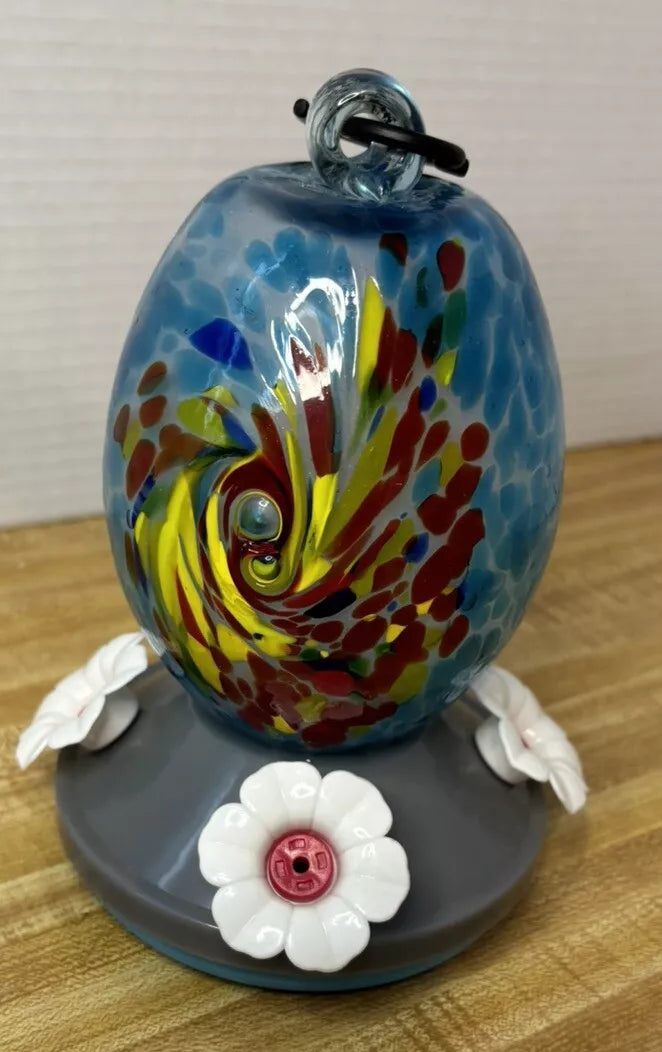 Vintage Glass Hummingbird Feeder