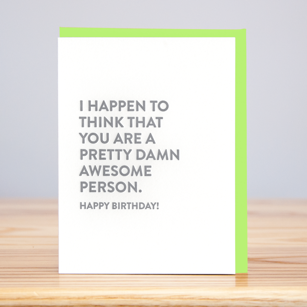 Damn Awesome Person Birthday Letterpress Card