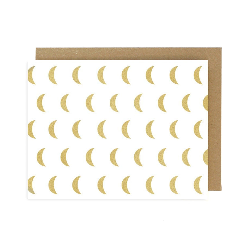 Gold Moon Pattern Letterpress Card