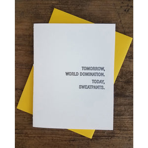 Tomorrow World Domination Letterpress Card