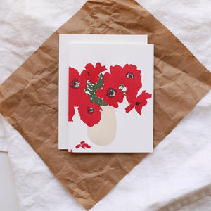 Anemone In Red Letterpress Card