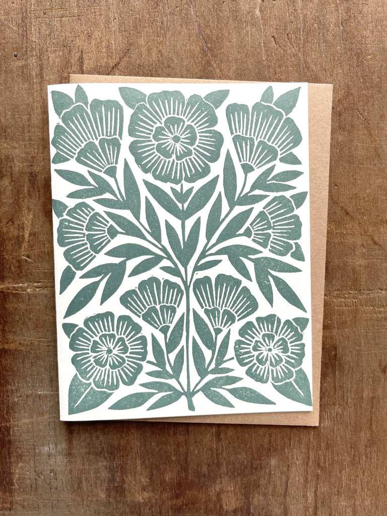 Flower Block Print Letterpress Card