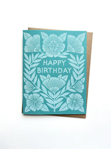 Happy Birthday Block Print Card