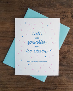 Happy Birthday Sprinkles Letterpress Card